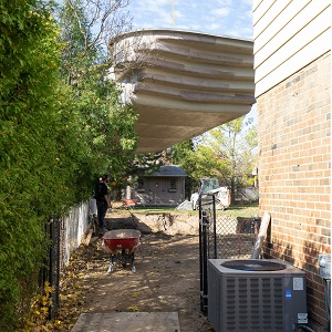 Above a House Fiberglass Pool Install